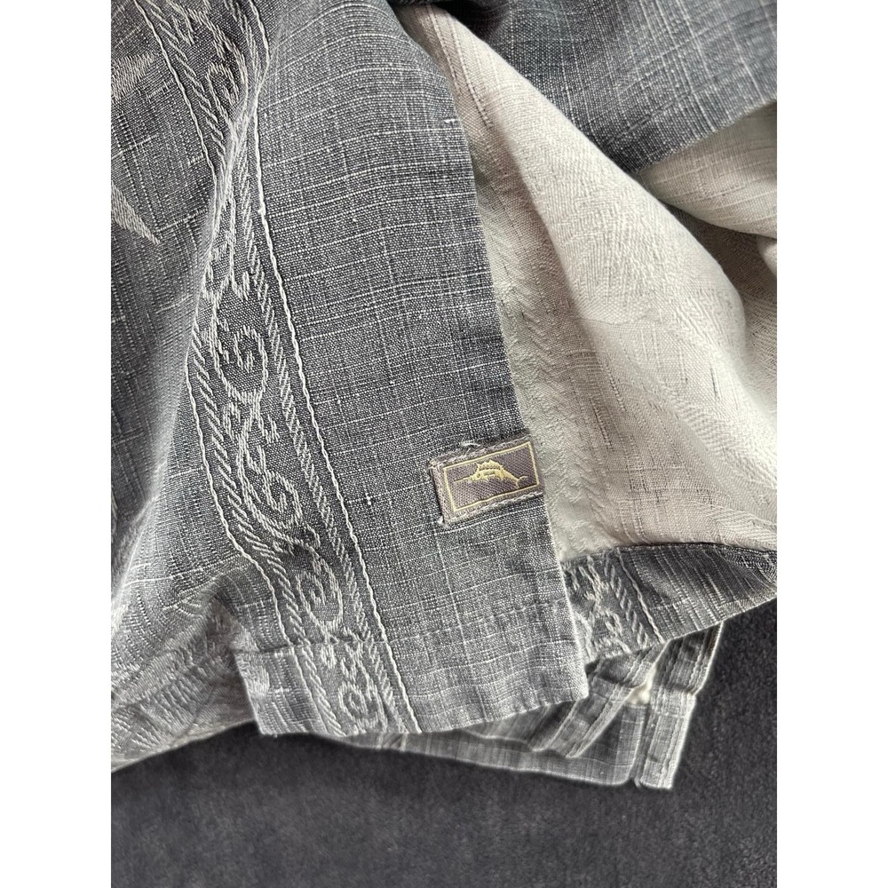 Tommy Bahama Men XL Gray 100% Silk Hawaiian Camp Shirt Floral Embroidered - Picture 8 of 8